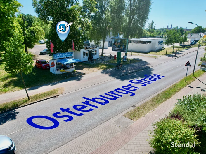 Garlipp-Spargel Verkaufsstand, Standort Stendal, Osterburger Straße, auf dem Parkplatz der ehm. Badeanstalt