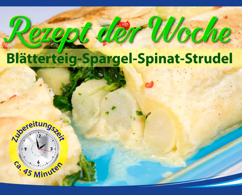 Außergewöhnliches Spargelrezept: Garlipp-Spargel einmal umschlossen von Blätterteig und Spinat. Ein ganz neues und ungewöhnliches, jedoch sehr schmackhaftes Rezept für gesunden weißen Spargel.