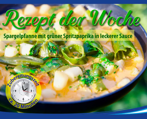 Köstliches Rezept: Spargelpfanne mit grüner Paprika in cremiger Pesto-Sauce. In 20 Minuten fertig! Einfache Zubereitung mit Garlipp-Spargel, Frischkäse und Chili. Perfekt als vegetarisches Hauptgericht oder Beilage.