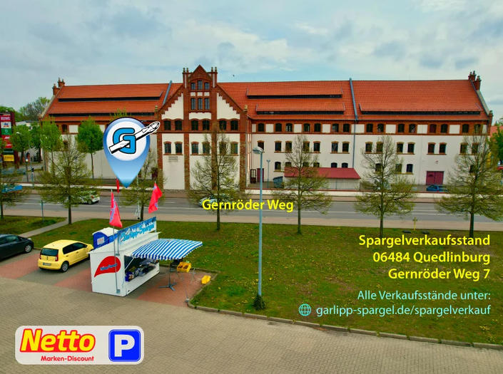 Spargelverkaufsstand Garlipp-Spargel, Quedlinburg auf dem NETTO-Parkplatz, gegenüber Mettehof, Gernröder Weg 7, 06484 Quedlinburg