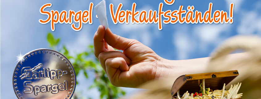 Schatzsuche Nummer drei ist ausgelost! Für die morgen stattfindende Schatzsuche (an allen Garlipp-Spargelverkaufsständen) wird immer zuerst der Spargelverkaufsstand ausgelost, an dem die Schatzsuche stattfinden wird. Warum? Wir möchten natürlich gern vor Ort sein, damit wir die Freude unseres Kunden miterleben. Er wird zum Glücksbringer und wählt dann seinen Lieblingsverein aus, dem Garlipp-Spargel dann 1.000,- Euro spendet.