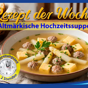 Altmärkische Hochzeitssuppe mit Garlipp-Spargel, hier kommt ein Rezept, wie man von der Pike auf an, die Altmärkische Hochzeitssuppe richtig zubereitet. Vom Huhn, über die Brühe, bis zum Eistich