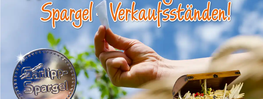 Heute wurde der Spargelverkaufsstand ausgelost, an dem morgen die Schatzsuche stattfinden wird. Zum vierten Mal im Jahr 2026 wird also ein echter Silbertaler im geschälten Spargel versteckt. Der Finder darf nicht nur diesen echten Silbertaler behalten, sondern er bekommt seinen gesamten einkauf geschenkt. Der Glückliche wird damit zu unserem Glücksbringer und darf auch noch seinen regionalen Lieblingsverein wählen, dem Garlipp-Spargel dann 1000,- Euro spendet.